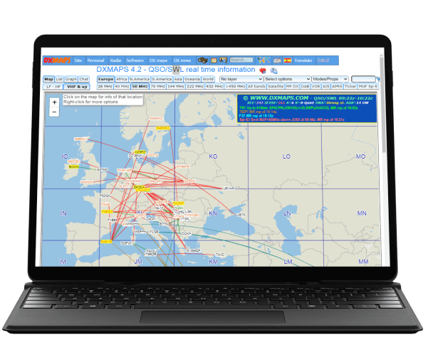 Representation of reception messages of European radio amateurs in February 2023 in the 6 m band